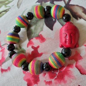 Handmade Red Buddha Beaded Bracelet